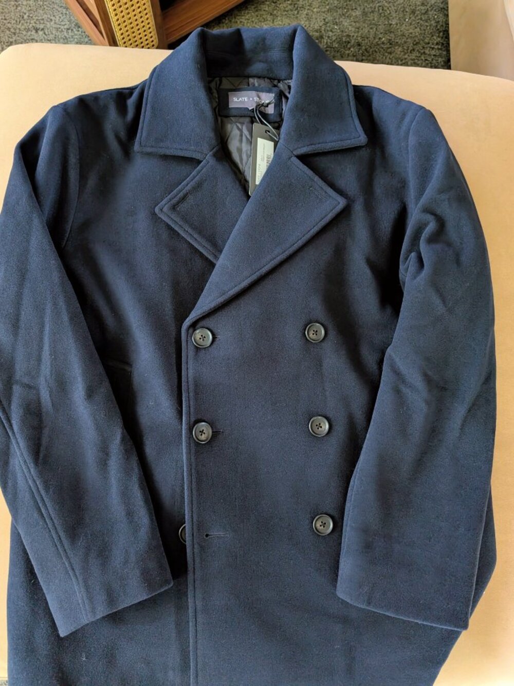 Slate & Stone Navy Blue Padded Dock Peacoat Men's New With Tags